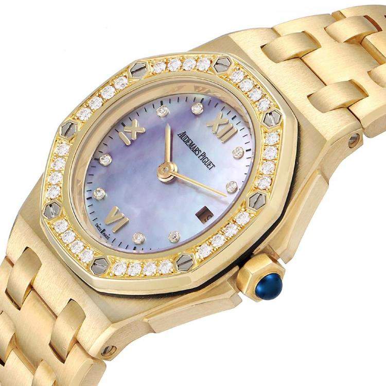 Audemars Piguet MOP Diamonds 18K Yellow Gold Royal Oak Offshore