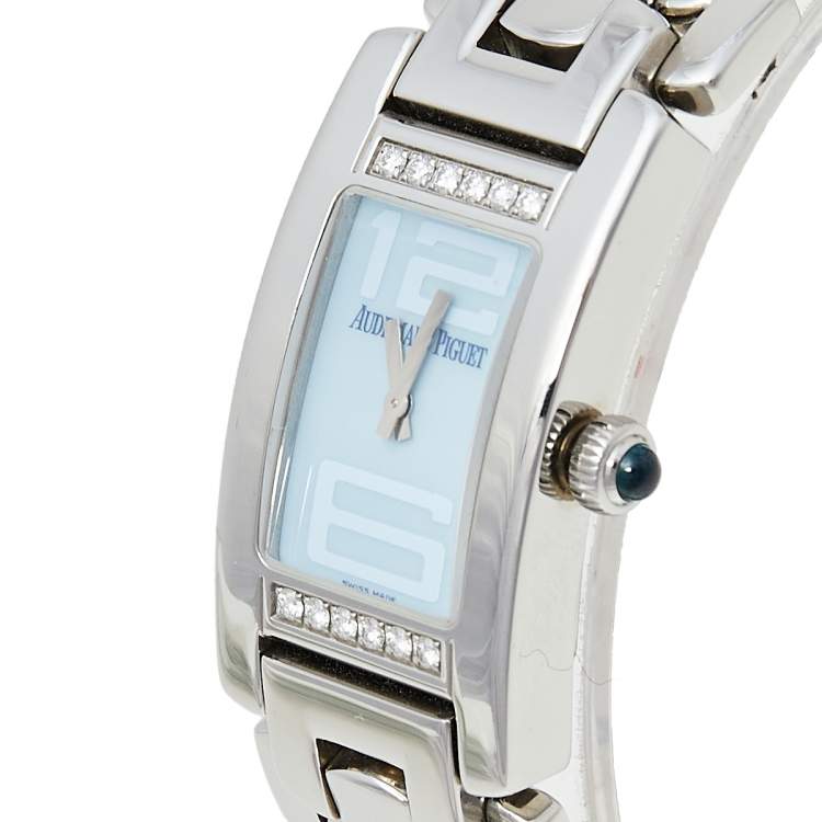 Pre Owned Audemars Piguet Blue Stainless Steel Diamond Promesse 67259ST.ZZ.1156ST03 Women's Wristwatch 36 mm x 20 mm