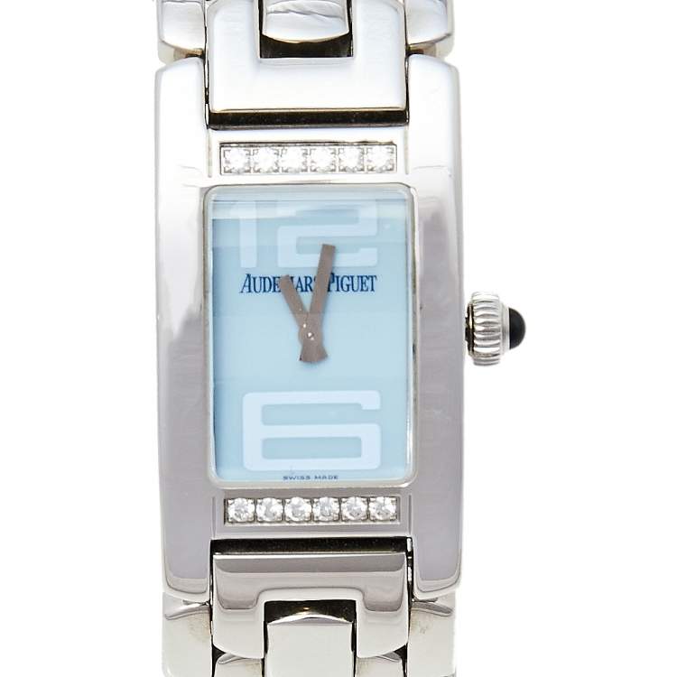 Pre Owned Audemars Piguet Blue Stainless Steel Diamond Promesse 67259ST.ZZ.1156ST03 Women's Wristwatch 36 mm x 20 mm