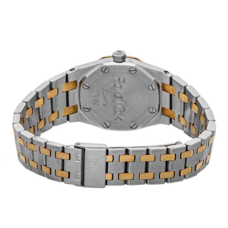Pre Owned Audemars Piguet Grey 18K Yellow Gold And Stainless Steel Royal Oak 67075SA Women's Wristwatch 26 MM