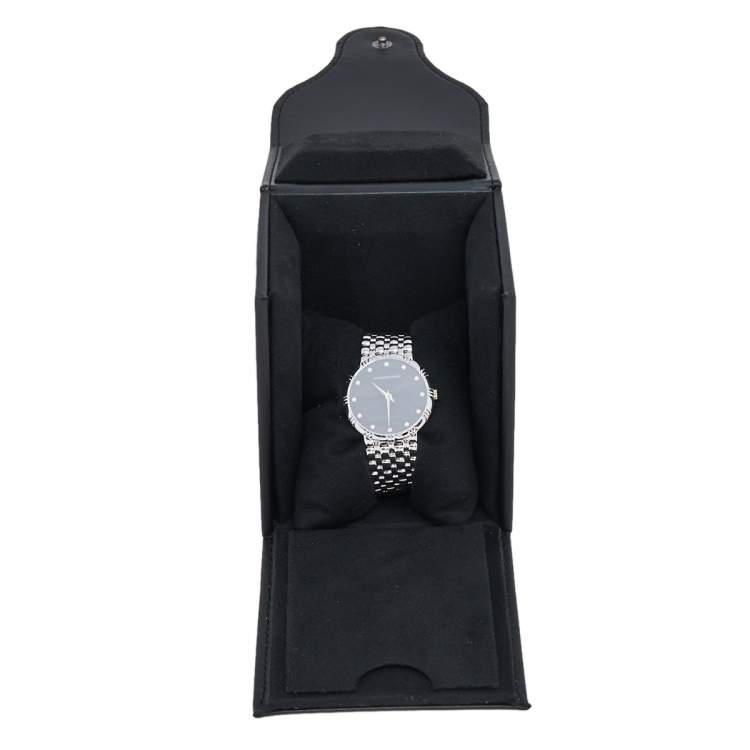 Pre Owned Audemars Piguet Black Dial 18K White Gold Diamonds Classique Vintage Women's Wristwatch 31 mm