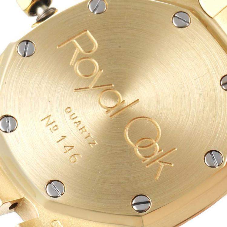 Pre Owned Audemars Piguet White Diamonds 18k Yellow Gold Royal Oak 56271BA Women's Wristwatch 30 MM