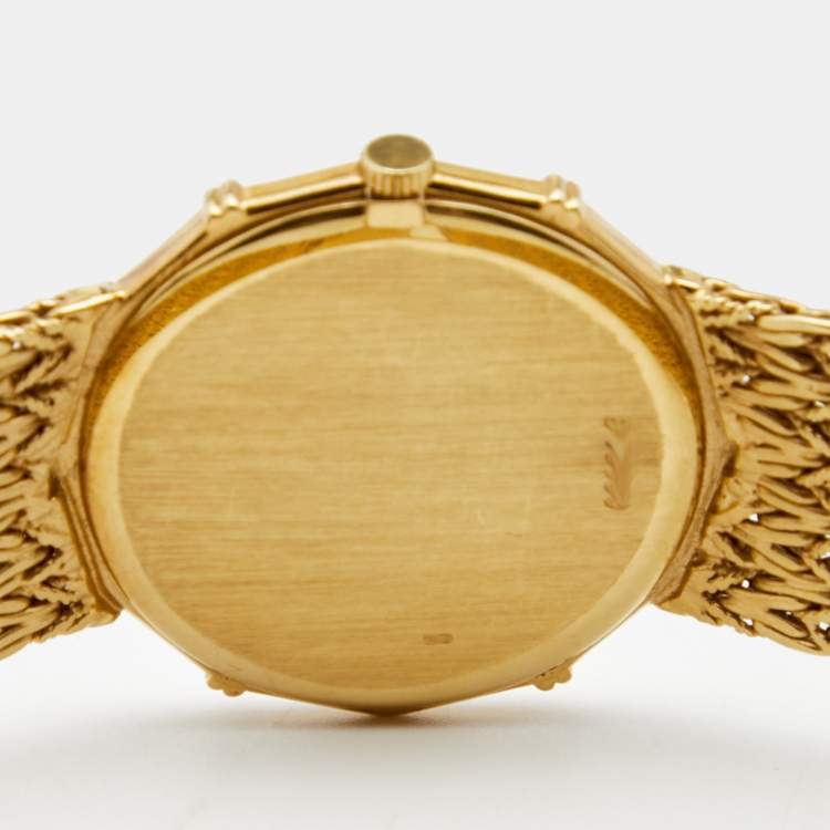 Pre Owned Audemars Piguet Champagne 18K Yellow Gold Diamond Vintage Women's Wristwatch 30 mm