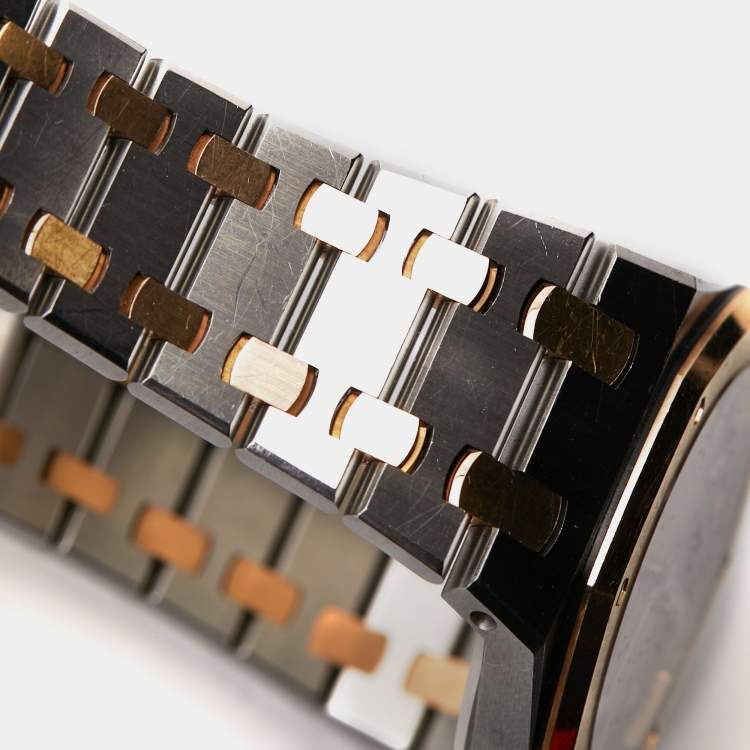Pre Owned Audermars Piguet Pink 18k Rose Gold Stainless Steel Royal Oak 67650SR.OO.1261SR.01 Women's Wristwatch 33 mm 
