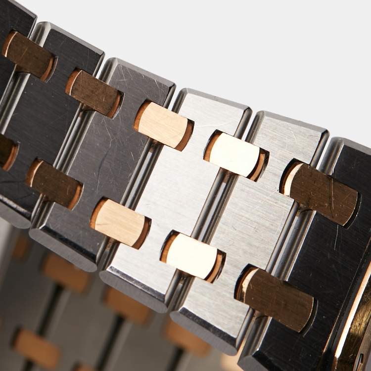 Pre Owned Audermars Piguet Pink 18k Rose Gold Stainless Steel Royal Oak 67650SR.OO.1261SR.01 Women's Wristwatch 33 mm 