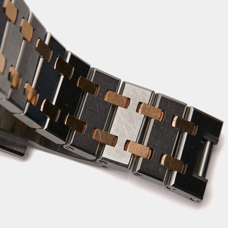 Pre Owned Audermars Piguet Pink 18k Rose Gold Stainless Steel Royal Oak 67650SR.OO.1261SR.01 Women's Wristwatch 33 mm 