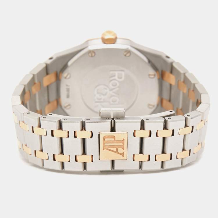 Pre Owned Audermars Piguet Pink 18k Rose Gold Stainless Steel Royal Oak 67650SR.OO.1261SR.01 Women's Wristwatch 33 mm 