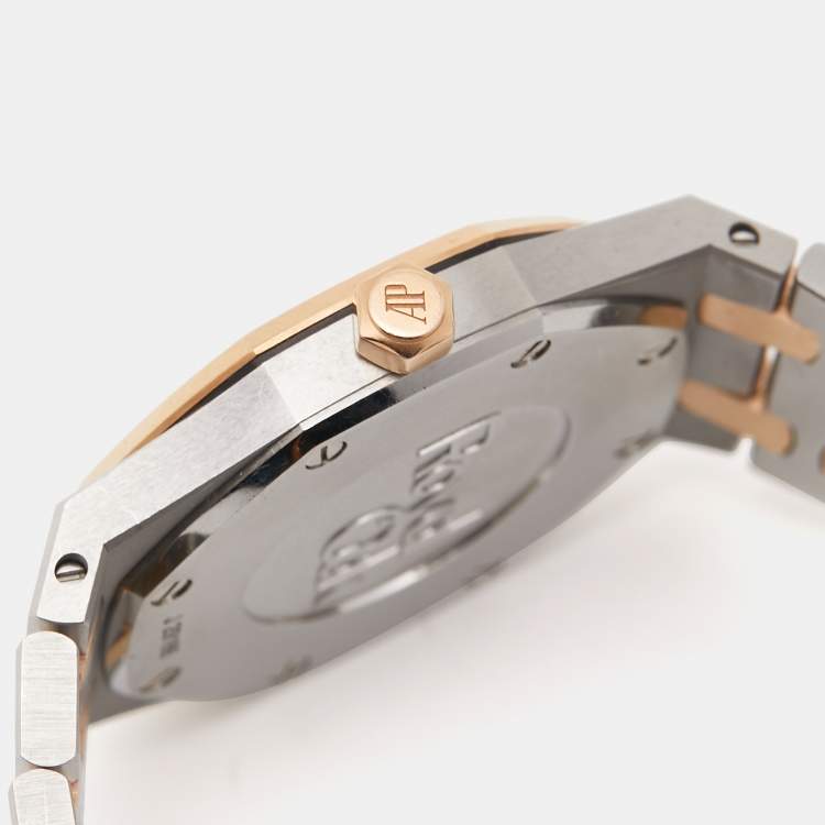 Pre Owned Audermars Piguet Pink 18k Rose Gold Stainless Steel Royal Oak 67650SR.OO.1261SR.01 Women's Wristwatch 33 mm 