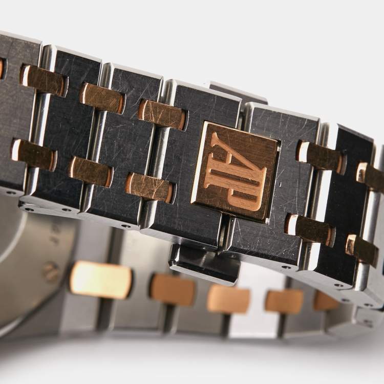 Pre Owned Audermars Piguet Pink 18k Rose Gold Stainless Steel Royal Oak 67650SR.OO.1261SR.01 Women's Wristwatch 33 mm 
