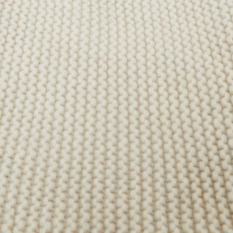 Pre Owned Autumn Cashmere White Purl Knit Fox Fur Pom Pom Beanie