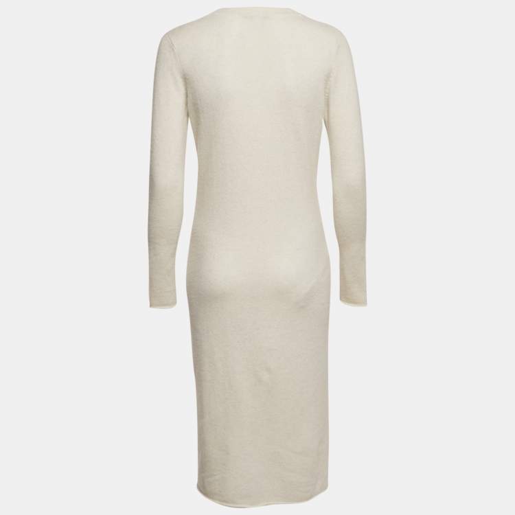 Pre Owned Autumn Cashmere Cream Cashmere Knit Cardigan Dress S
