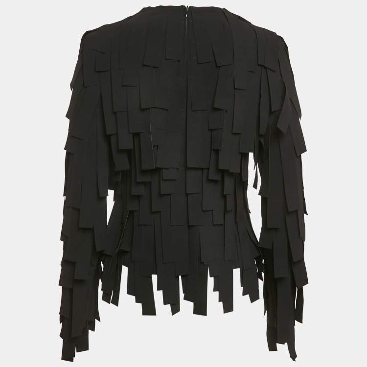Pre Owned A.W.A.K.E. Mode Black Rectangle-Trim Crepe Top L
