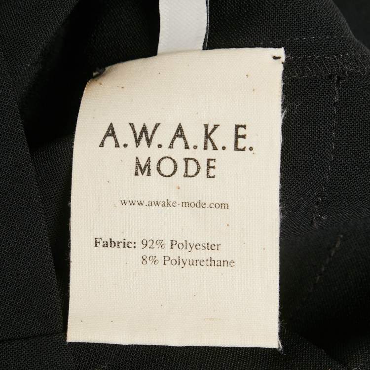 Pre Owned A.W.A.K.E. Mode Black Rectangle-Trim Crepe Top L