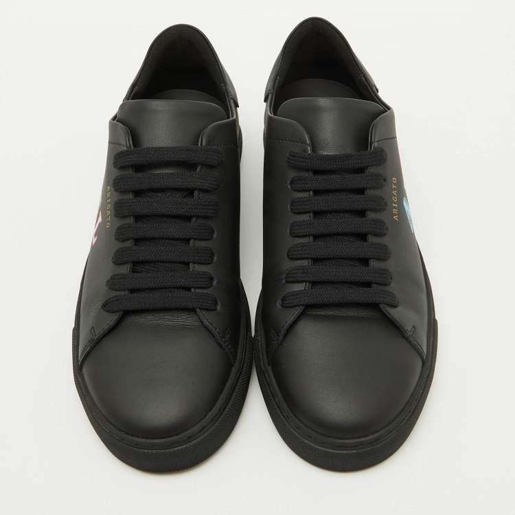 Pre Owned Axel Arigato Black Leather Logo Low Top Sneakers Size 39