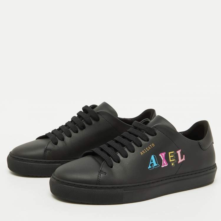 Pre Owned Axel Arigato Black Leather Logo Low Top Sneakers Size 39