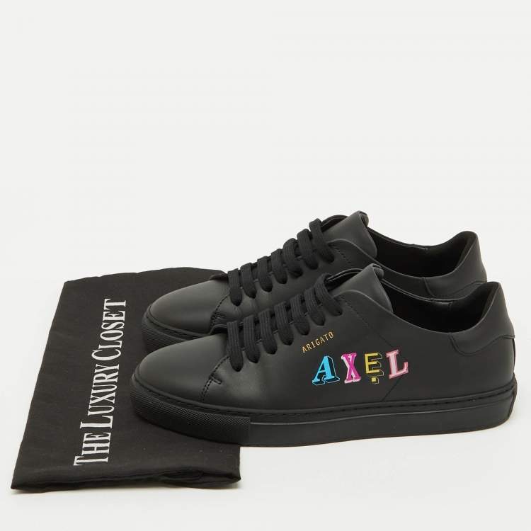 Pre Owned Axel Arigato Black Leather Logo Low Top Sneakers Size 39