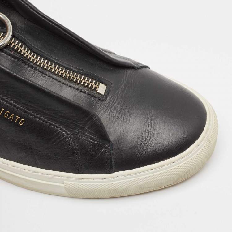Pre Owned Axel Arigato Black Leather Clean 90 Zip Up Sneakers Size 40