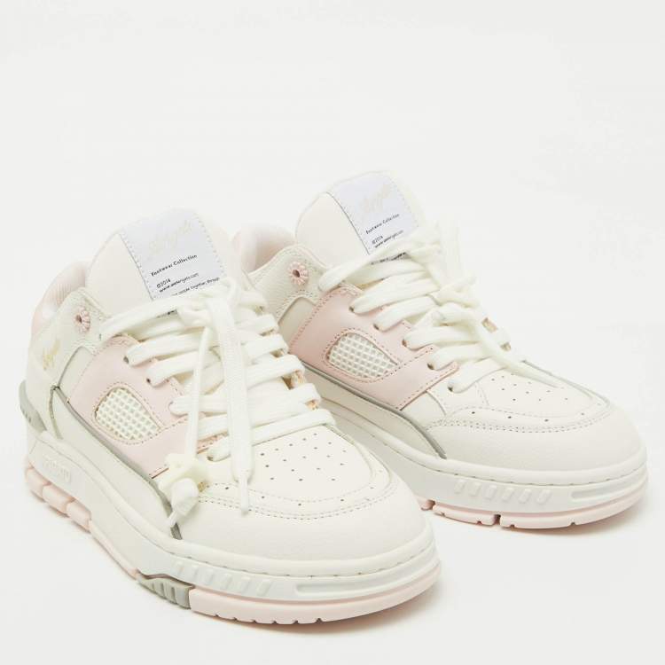 Pre Owned Axel Arigato White/Light Pink Leather Area Low Top Sneakers Size 37