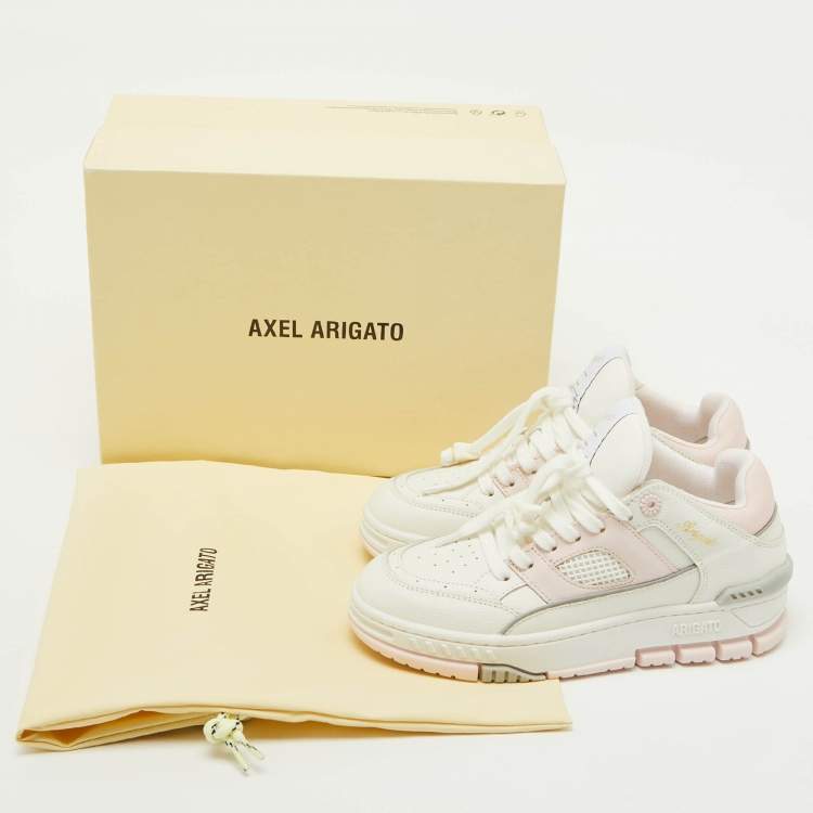 Pre Owned Axel Arigato White/Light Pink Leather Area Low Top Sneakers Size 37