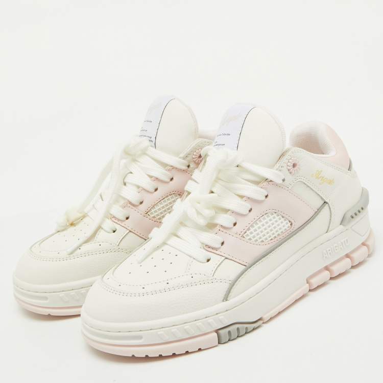 Pre Owned Axel Arigato White/Light Pink Leather Area Low Top Sneakers Size 37