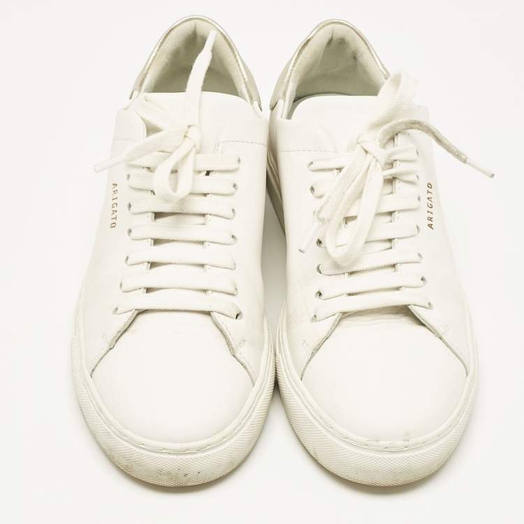 Pre Owned Axel Arigato White/Gold Leather Clean 90 Sneakers Size 39