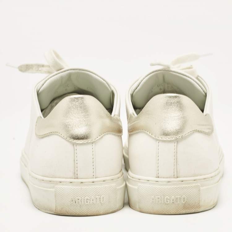 Pre Owned Axel Arigato White/Gold Leather Clean 90 Sneakers Size 39