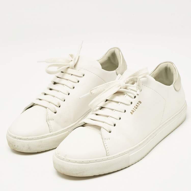 Pre Owned Axel Arigato White/Gold Leather Clean 90 Sneakers Size 39
