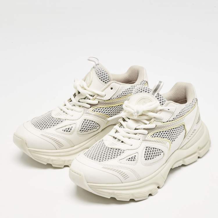 Pre Owned Axel Arigato White/Grey Mesh and Leather Marathon Runner Sneakers Size 38