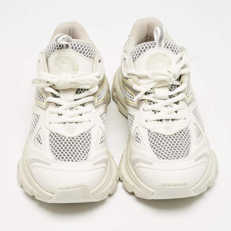 Pre Owned Axel Arigato White/Grey Mesh and Leather Marathon Runner Sneakers Size 38