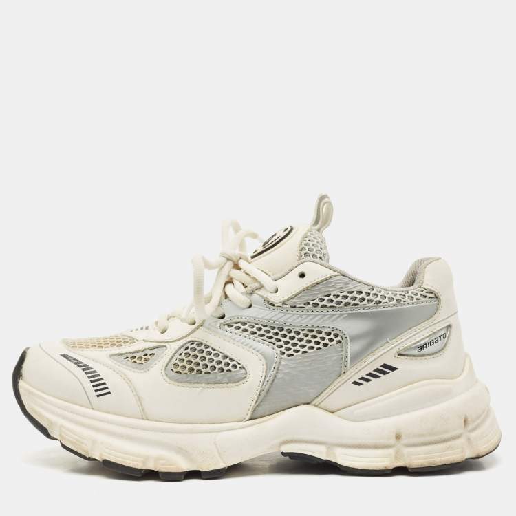 Pre Owned Axel Arigato White/Black Leather and Mesh Marathon Runner Sneakers Size 35