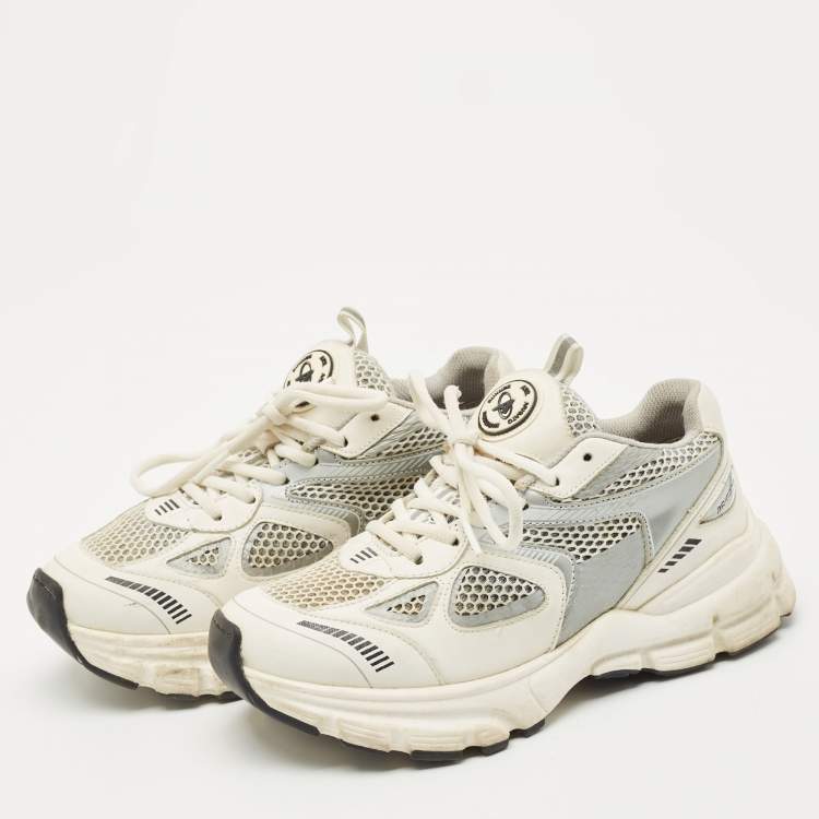 Pre Owned Axel Arigato White/Black Leather and Mesh Marathon Runner Sneakers Size 35