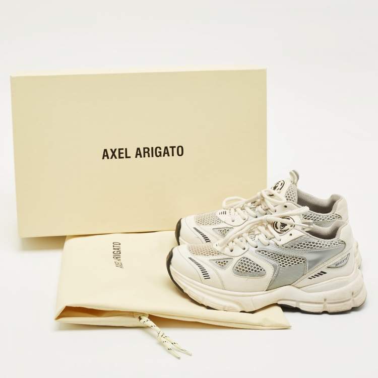 Pre Owned Axel Arigato White/Black Leather and Mesh Marathon Runner Sneakers Size 35