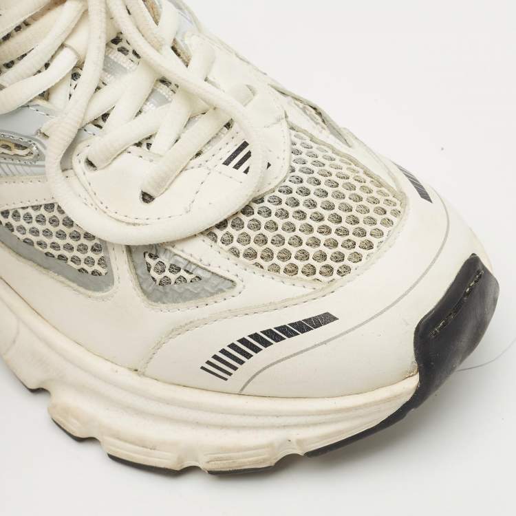 Pre Owned Axel Arigato White/Black Leather and Mesh Marathon Runner Sneakers Size 35