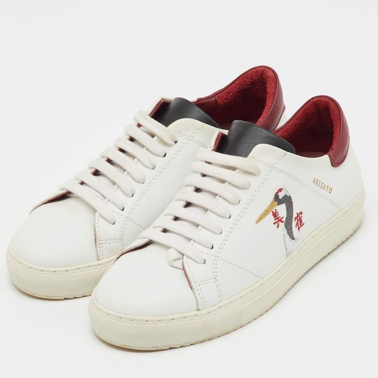 Pre Owned Axel Arigato White/Red Leather Clean 90 B Bird Low Top Sneakers Size 36