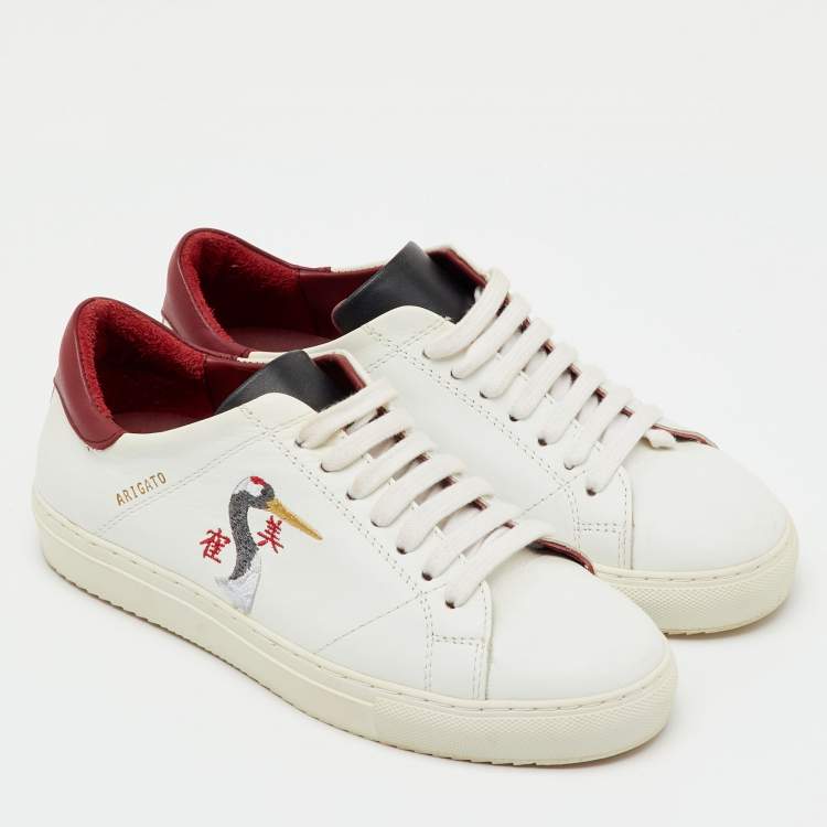 Pre Owned Axel Arigato White/Red Leather Clean 90 B Bird Low Top Sneakers Size 36