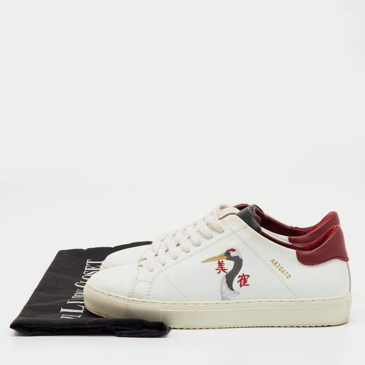 Pre Owned Axel Arigato White/Red Leather Clean 90 B Bird Low Top Sneakers Size 36