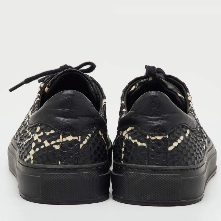 Pre Owned Axel Arigato Black Python Embossed Leather Clean 90 Low Top Sneakers Size 36