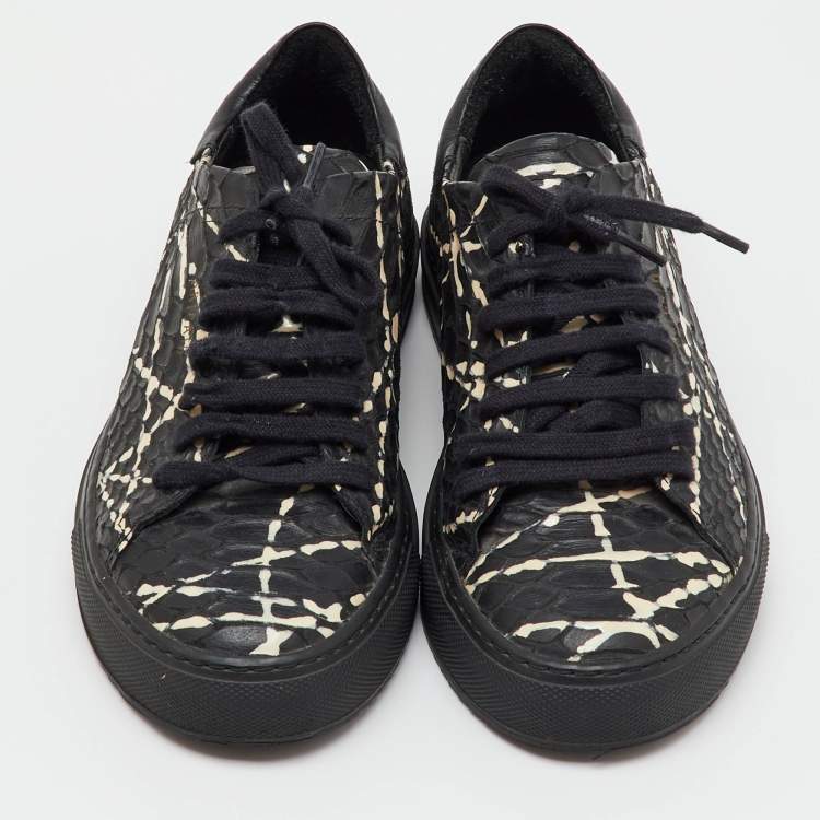 Pre Owned Axel Arigato Black Python Embossed Leather Clean 90 Low Top Sneakers Size 36
