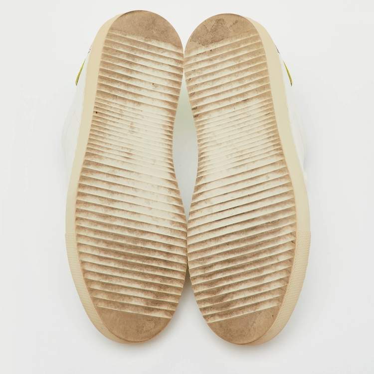 Pre Owned Axel Arigato White/Neon Leather Clean 90 Low Top Sneakers Size 36