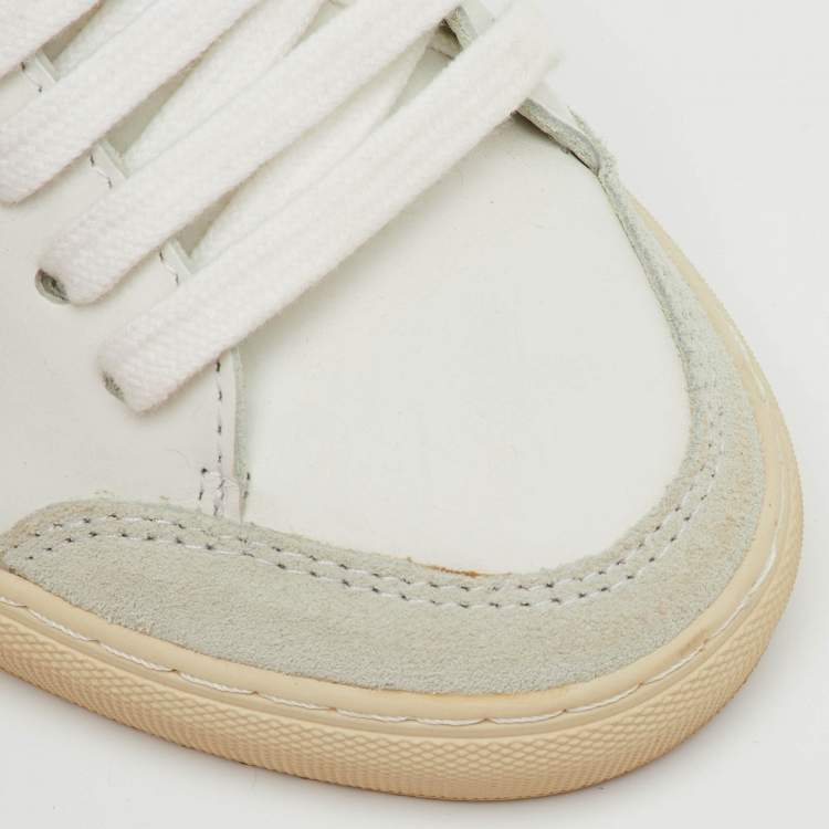 Pre Owned Axel Arigato White/Neon Leather Clean 90 Low Top Sneakers Size 36