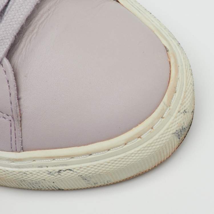 Pre Owned Axel Arigato Lilac Leather Clean 90 Low Top Sneakers Size 36