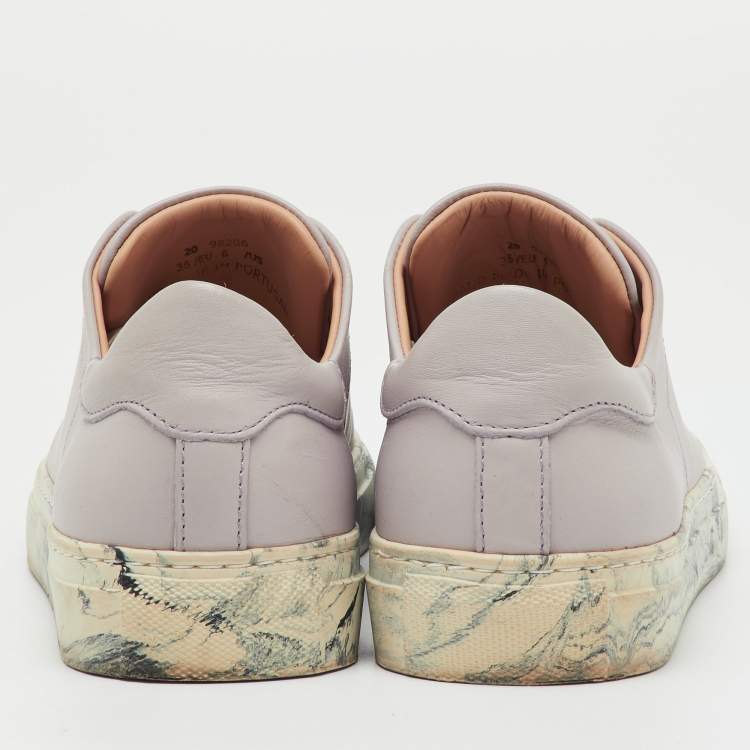 Pre Owned Axel Arigato Lilac Leather Clean 90 Low Top Sneakers Size 36