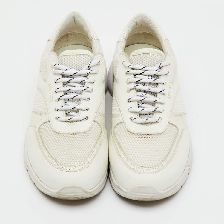 Pre Owned Axel Arigato White Leather and Mesh Marathon Runner Sneakers Size 37