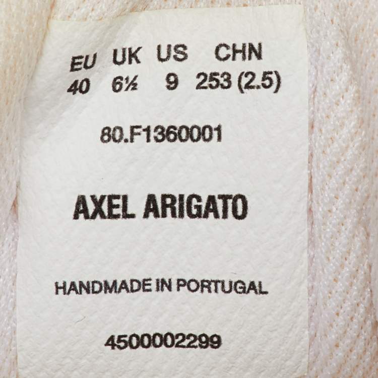 Pre Owned Axel Arigato White/Light Pink Leather Area Low Top Sneakers Size 40