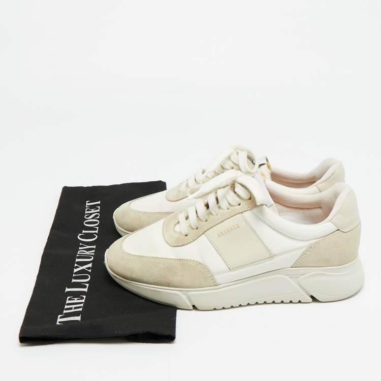 Pre Owned Axel Arigato Marathon Runner Size 38 White Canvas and Suede Low Top Sneakers