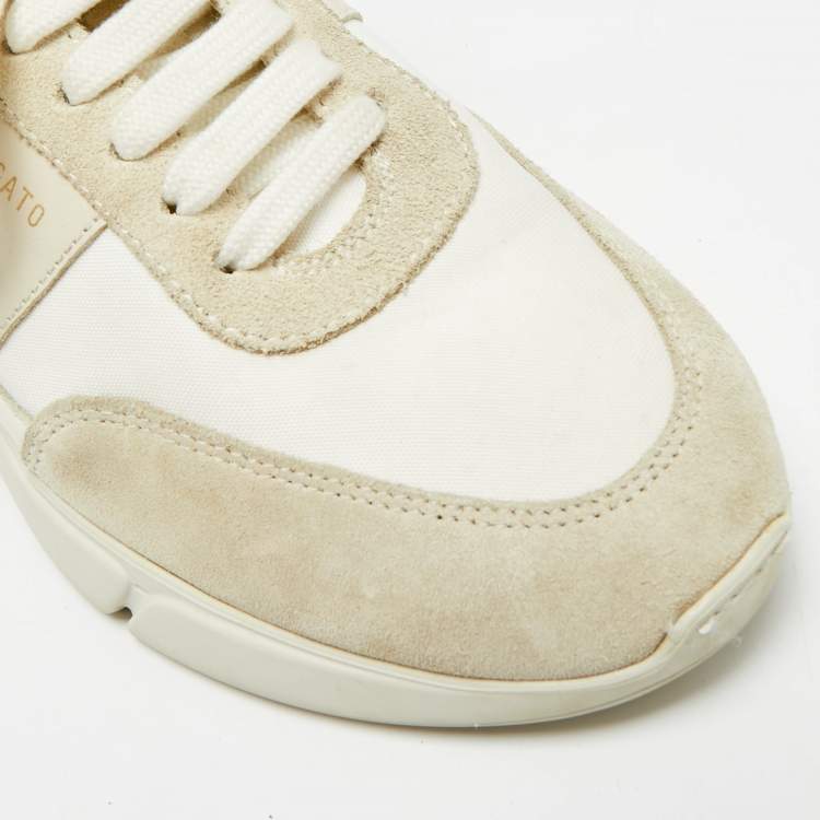 Pre Owned Axel Arigato Marathon Runner Size 38 White Canvas and Suede Low Top Sneakers