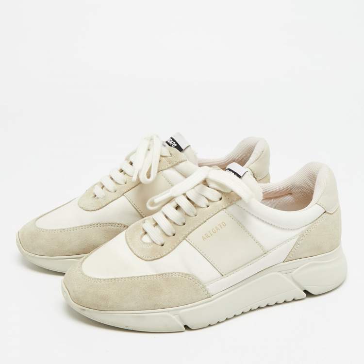 Pre Owned Axel Arigato Marathon Runner Size 38 White Canvas and Suede Low Top Sneakers