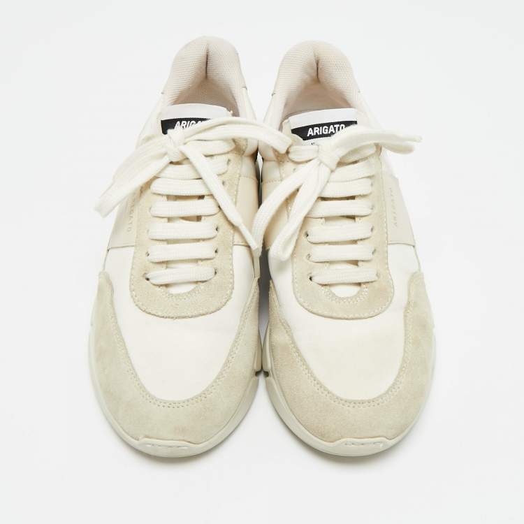 Pre Owned Axel Arigato Marathon Runner Size 38 White Canvas and Suede Low Top Sneakers