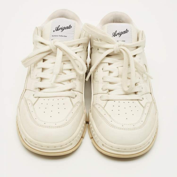 Pre Owned Axel Arigato area Size 37 White Canvas and Leather Lace Up Sneakers