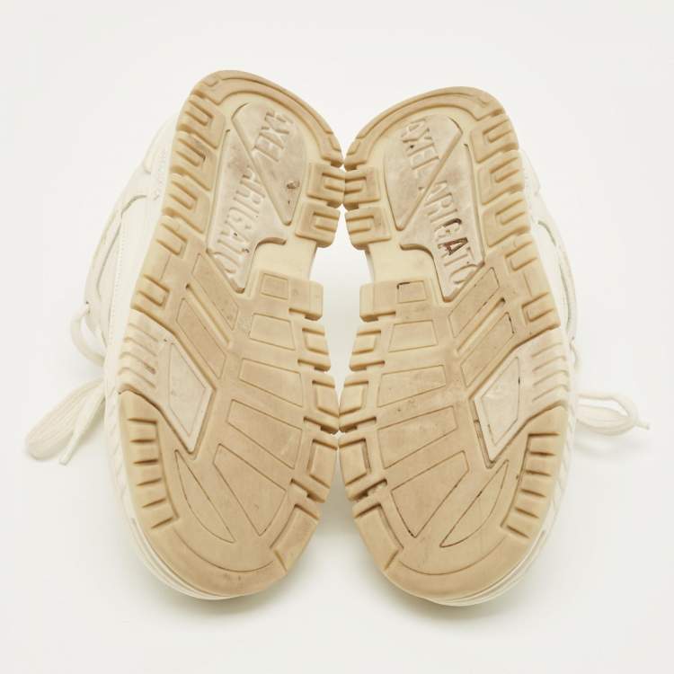 Pre Owned Axel Arigato area Size 37 White Canvas and Leather Lace Up Sneakers